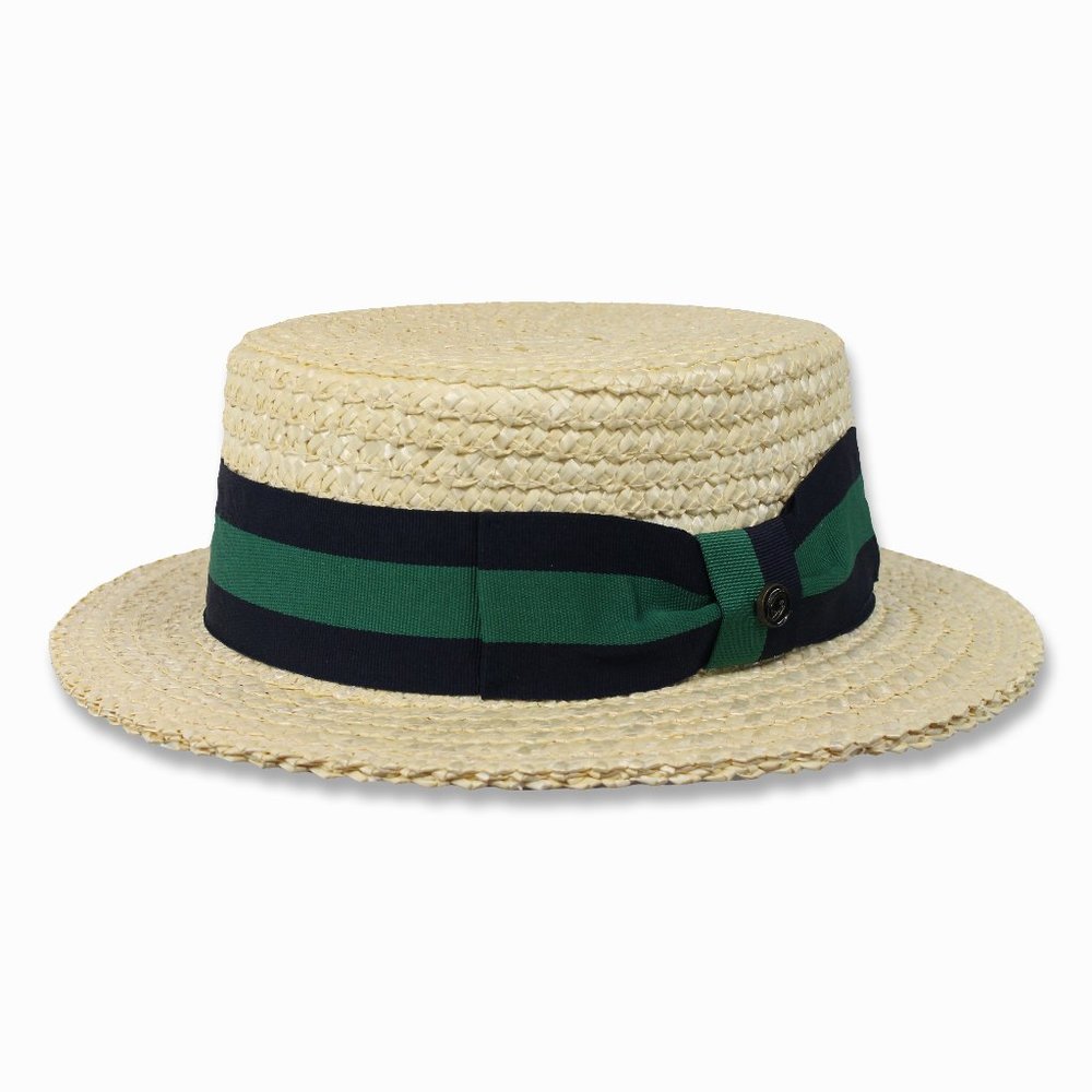 Men's Straw Boater Hat Skimmer Barbershop Sailor Authentic